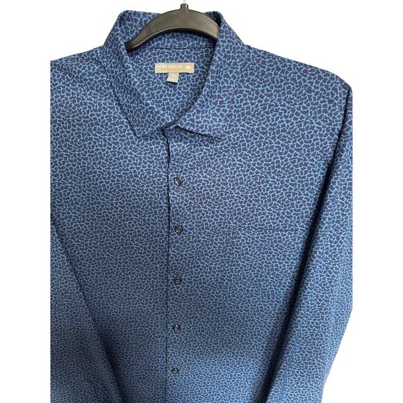 Peter Millar Yankee Blue Printed Townsend Button Down Long Sleeve Shirt Size XL - Picture 5 of 13